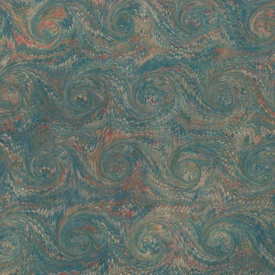 Hand Marbled Paper Combed French Curl Pattern in Dark Greens ~ Berretti Marbled Arts